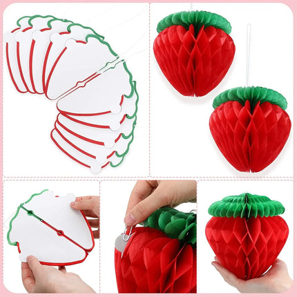 Summer Fruit Honeycomb Ball Strawberry Pineapple Grape Pear Orange Paper Honeycomb Hangings Happy Fruit Birthday Party Decor