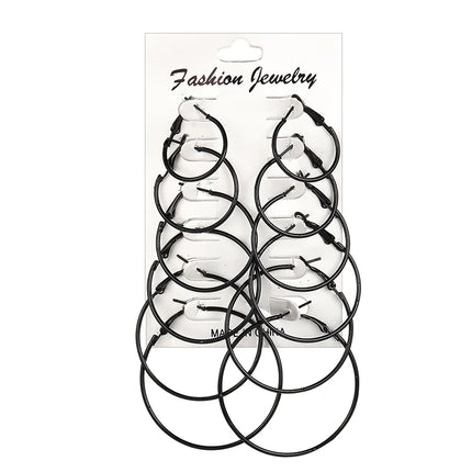 12Pairs/6Pairs Simple Punk Hoop Earrings Set Big Circle Earrings Jewelry for Women Girls Ear Hoops Earring Round Oversized
