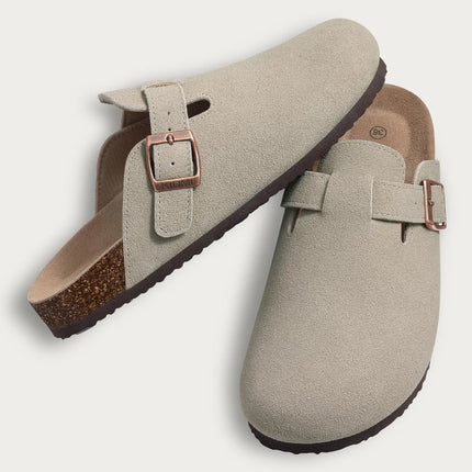 Summer Suede Clogs Slippers Women Clogs Slippers Outdoor Nonslip Beach Sandals UnisexCork Clogs Slippers With Adjustable Buckle