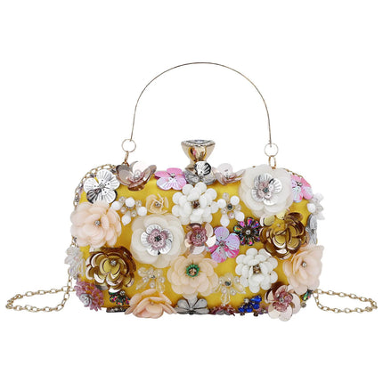 Fashion Women Bags Flower Diamonds Embroidery Small Clutch Luxury Lady Handbags Evening Bags New Arrival Chain Shoulder Purse