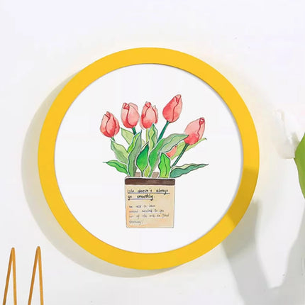 1pcs 6-14inch Simple Circular Photo Frame Creative Gift DIY Wood Picture Holder Wall Mounted Home Decoration