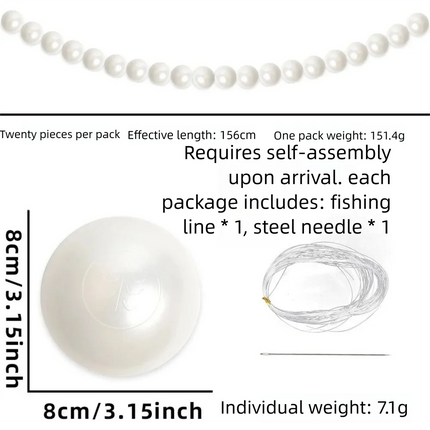 Wedding Backdrop Wall Decor - Faux Large Pearl - DIY Beaded Garland White Ball Pendant & Figurine