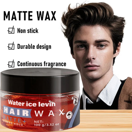 Water ice levin Matte Strong Hold Hair Wax Pomade with Keratin Biotin, Smooth Supple Men Hairstyle Styling Paste