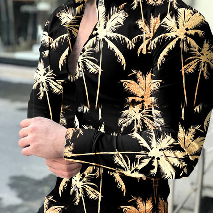 Men's Tops Lion Palm Graphic HD Pattern Button Long Sleeve Shirt Fashion Casual Outdoor 2023 New Spring Summer
