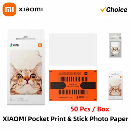 Original Xiaomi ZINK Pocket Printer Paper Self-adhesive Photo Print 50pcs Sheets Xiaomi 3-inch Mini Pocket Photo Printer