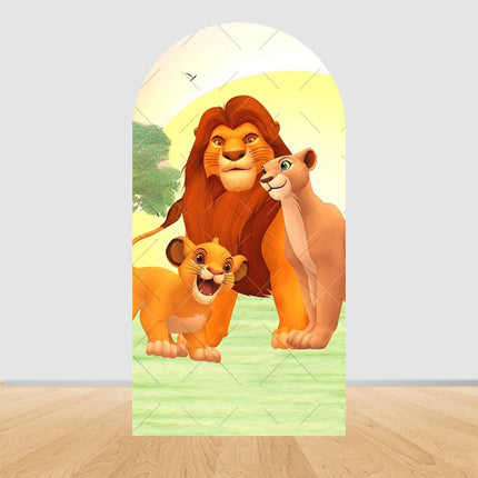 Simba The Lion King Arch Photography Backdrop Cover Elastic Fabric Baby's 1st Birthday Party Decor Photo Studio Background Props
