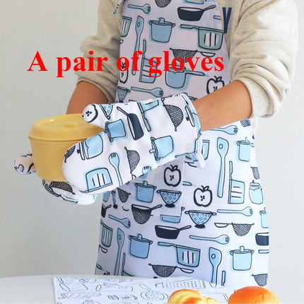 2024 New Style Anti Scalding High Temperature Resistance 100%linen Kitchen Oven Mitts Microwave Oven Gloves for Adult
