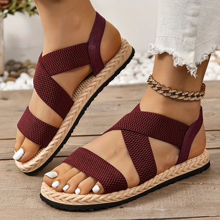 Soft-Soled Lightweight Casual Elastic Strap Sports Sandals for Women, Summer Non-Slip Flat Beach Shoes 2023 New Women's Shoes Fo