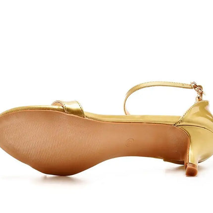 Women Sandals Pumps Sexy 5cm Thin High Heels Open Toe Summer Casual Buckle Strap Sandal Pu Leather Party Wedding Shoes