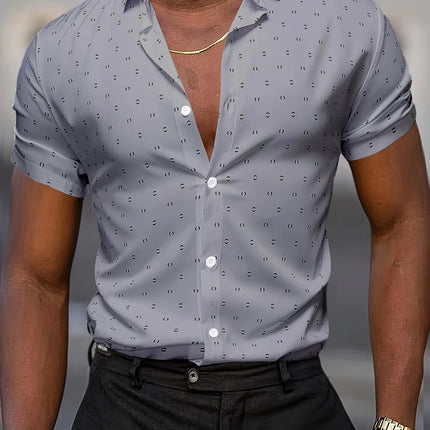 Summer Men's Short-Sleeve Shirt, Polka Dot Print, Wrinkle-Resistant, Business Casual Shirt, Ice Silk, Versatile and Popular Top