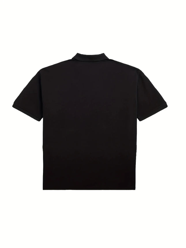Vintage Skull Pattern Y2K Polo Shirt | Retro American Street Style, Short Sleeve, Loose Fit, Regular Length Placket All-Season