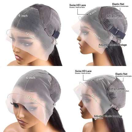 13x6 Glueless 250 Density Brazilian Deep Wave Curly HD Lace Frontal Human Hair Wig For Women Preplucked Best Hair Water Wig