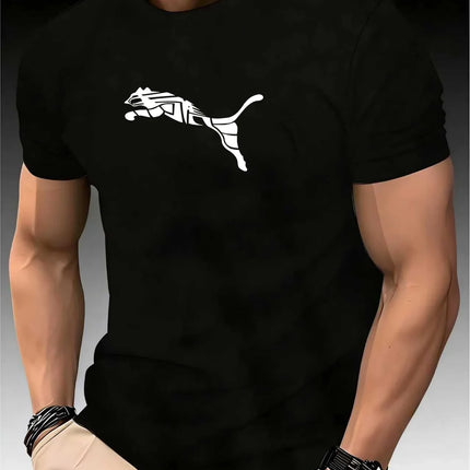 New Summer Luxury Men's Fashion Fox Leopard Print T-shirt Crewneck Casual Trend Y2K High-end High Quality Fitness Sports T-shirt
