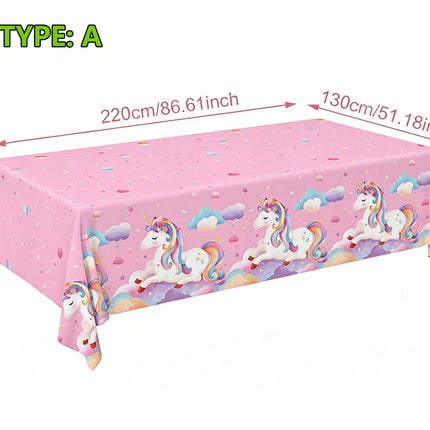 Disposable Waterproof Unicorn Party PE Tablecloth Perfect for Children's Birthday Bash Family Aatherings  Holiday Celebration