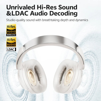 QCY H3S Over Ear Headphone Hi-Res LDAC Spatial Sound Headset H3S -56dB Adaptive ANC Wireless Earphone Bluetooth 6.0 102Hrs