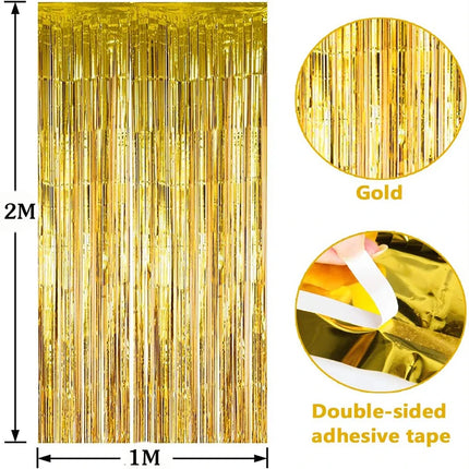 Cheap as a Party Metallic Tinsel Foil Fringe Curtains Backdrop for Birthday New Year Eve Party Photo Wedding Baby Shower Decor
