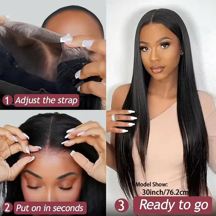 40 Inch Straight Lace Front Wig Human Hair 250% Density 13x6 Transparent HD Lace Full Frontal Glueless Wig Wear And Go Glueless Wigs Human Hair Pre Plucked