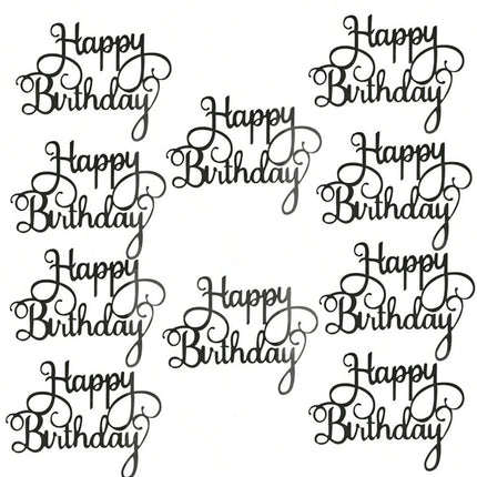 10pcs Glitter Frosted Reflective Pattern Happy Birthday One-Piece Letter Cake Flag Birthday Party Cake Decoration
