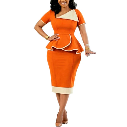 Mid Length Dress Women Dresses Sexy Vestidos Y2k Streetwear V Neck Short Sleeve Hip Wrap Elegant Ruffles Party Night Work Summer