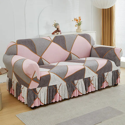 XM-Luvetoria 1pc Printed Sofa Slipcover Non-slip Elastic Sofa Cover With Skirt Furniture Protector for Bedroom Office Living Room Home Decor