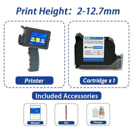 DCODE DC15 Portable Handheld Inkjet Printer 12.7mm Mini Coding Machine for QR Barcode Logo Image Date Text Printing for HP