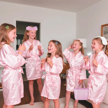 6/10/12Sets Spa Party Robes for Girls Kimono Girls Robe Gowns Kids Birthday Party Supplies Favors Sleepover Slumber Pajamas Part
