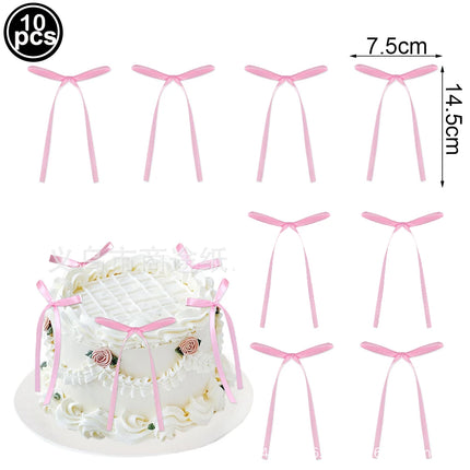 Pink Bow Cupcake Topper Pink Bow Birthday Decor Coquette Themed Party Decoration Bridal Shower Cake Topper Bow Party Decor
