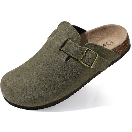 Litfun Retro Cork Clogs Slippers For Men Fashion Men Mules Shoe with Arch Support Unisex Classic Beach Shoes Men's Suede Sandals