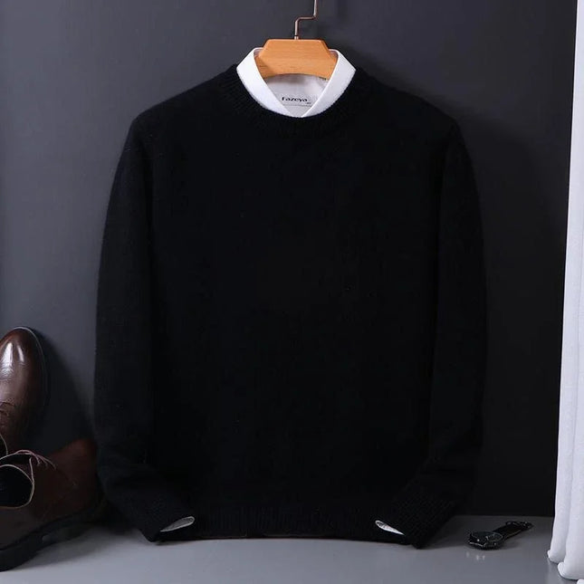 2026 Cashmere Sweater O-neck Pullovers Men's Loose Oversized M-3XL Knitted Bottom Shirt Autumn Winter New Korean Casual Men Top