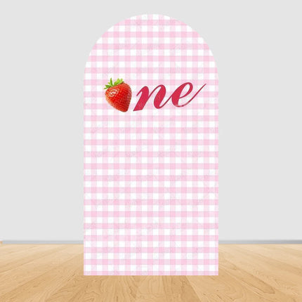 Pink Strawberry Arch Backdrop Cover Berry First 1st Birthday Party Custom Girl Baby Shower Background Decoration Personalized