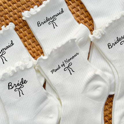 Bride Team Bride To Be White Socks for Wedding Day Women Maid of Honor Gifts From The Bride Bridesmaid Gift Bridal Shower Party