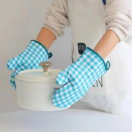 2024 New Style Anti Scalding High Temperature Resistance 100%linen Kitchen Oven Mitts Microwave Oven Gloves for Adult