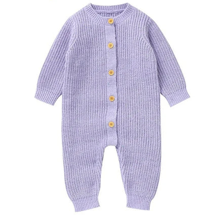 0-24M Newborn Baby Boys Girls Solid Knitted Jumpsuit Spring Autumn Toddler Long Sleeved Knitting Romper Kids Clothes For Infant