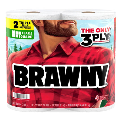 Tear-A-Square 3-Ply Paper Towels, 2 Triple Rolls, 114 Sheets per Roll