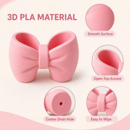 Bow Toothbrush Holder Cute Bathroom Organizer Plastic Desktop Storage Cup For Toothpaste Makeup Brushes Pens