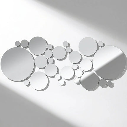 Zoyiancy Round Acrylic Mirror Wall Stickers, Removable Silver Circle Decals For Bedroom, Bath, Living Room DIY Wall Decor