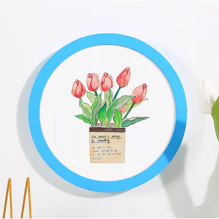 1pcs 6-14inch Simple Circular Photo Frame Creative Gift DIY Wood Picture Holder Wall Mounted Home Decoration