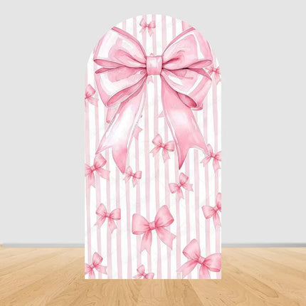 Pink bow cute rabbit arch background baby shower baby first birthday party layout background double-sidedprinting stretch fabric