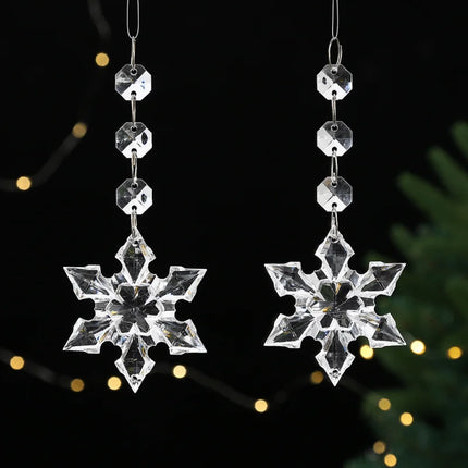 5PCS Snowflake Crystal Christmas Ornaments for Tree Decorations, Hanging Crystals for Centerpieces Acrylic Chandelier Garland Beads Strands Prism Decorations Clear Teardrop Chandelier Crystals Pendant Wedding Home Garden Outd