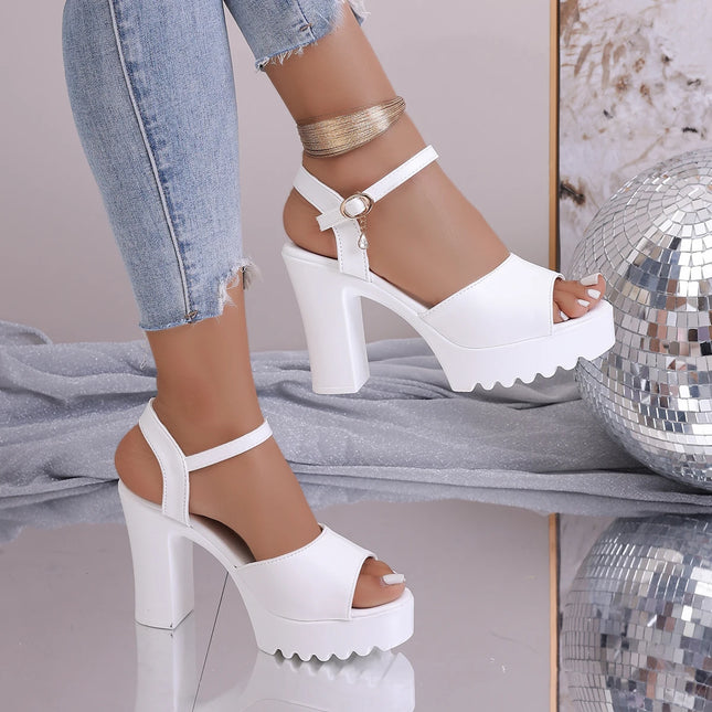 *Fashionable Hot Selling Sexy Party High-heeled Sandals for Women Summer New Round Toe Square Heel Comfortable Casual Sandals