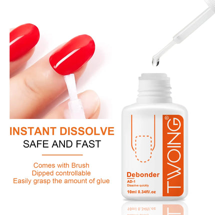 TWOING 10ml Nail Glue Remover Liquid, Fast Dissolving Formula for Press-On Nails, False Nail Tips & Nail Adhesive Remover