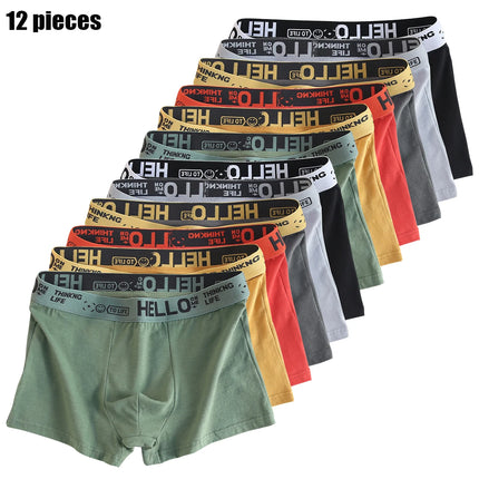 12Pcs Men's underwear Boxer Brief Plus size Cotton Panties Breathable Soft 40-130KG