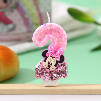 Number 0-9 Candles Cartoon Mickey Minnie Mouse Candle for Happy Birthday Cake Cupcake Topper Party Decoration Supplies DIY Gifts