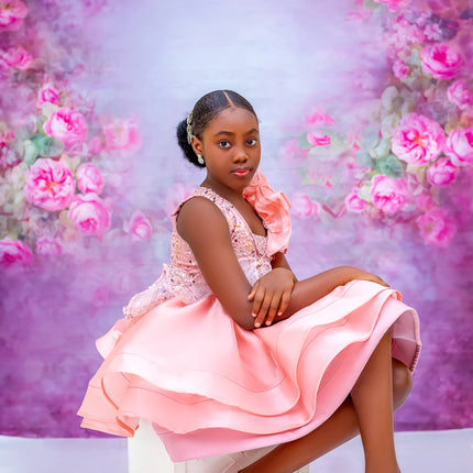 Cswdocy Chic Sequined Girls Birthday Dresses Pink Short Flower Girl Dresses for Wedding Party Baby Kids Prom Gown Photoshoot2027