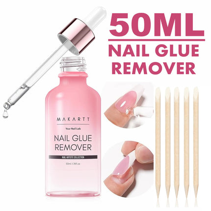 Makartt Nail Glue Remover for Press On Nails, Dissolves in 5 Mins, No Damage No Filing, Gentle Safe for Natural Nails Manicure