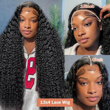 13X6 Deep Wave Frontal Wig 13x4 HD Transparent Lace Frontal Remy Glueless Deep Curly Lace Front Human Hair Wigs For Women