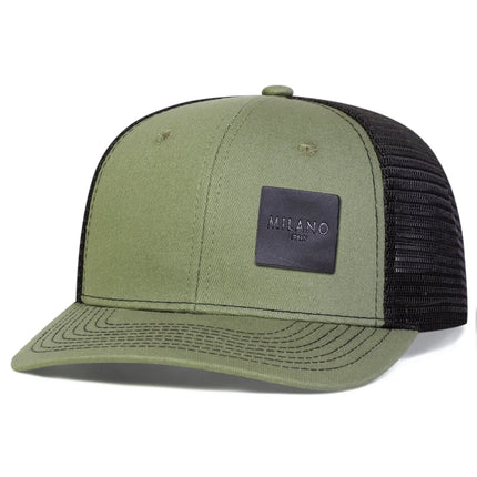 Unisex MILANO Letter Black Leather Label Baseball Net Cap Spring Summer Outdoor Adjustable Casual Hat Hip Hop Hat Sunscreen Hat