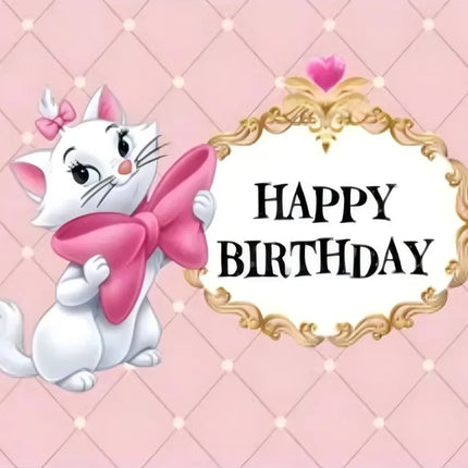 The Aristocats Photography Backdrop For Birthday Party Supplies Marie Photo Backgrounds Pink Marie Cat Theme Baby Shower Banner