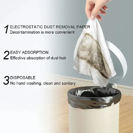 home electrostatic dust collector mop set with foldable long handle disposable vacuum paper - household floor cleaning tool