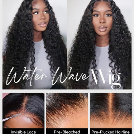 Water Wave Lace Front Wigs Glueless Wig Human Hair Ready To Wear Wigs Brazilian Lace Frontal Human Hair Wigs Pre Cut For Women